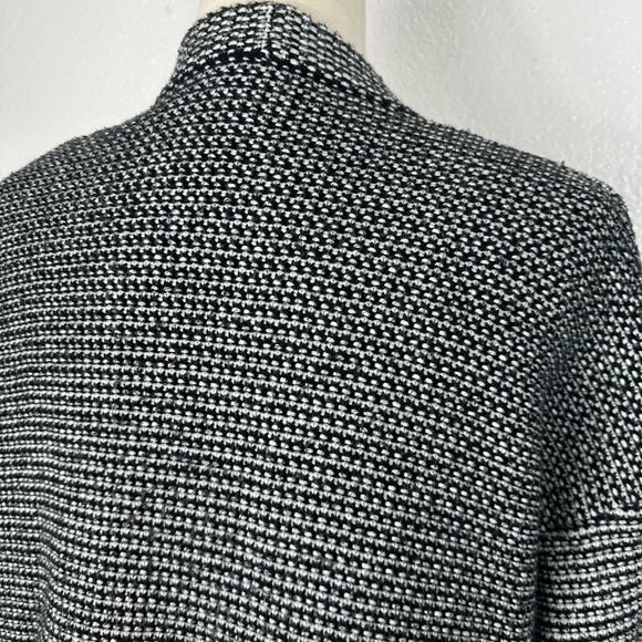 Madewell Cardigan Women Medium Black White Knit Tweed Open Front Cocoon Classic - Picture 8 of 13